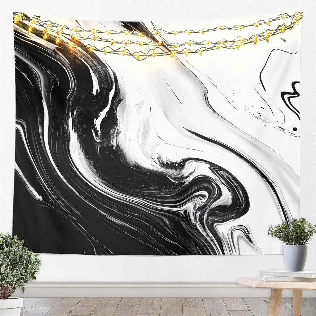 Grey White Marble Tapestry Metallic Marble Tapestry For Bedroom Medium Bronzing Stone Pattern Wall Tapestry Modern Abstract Art