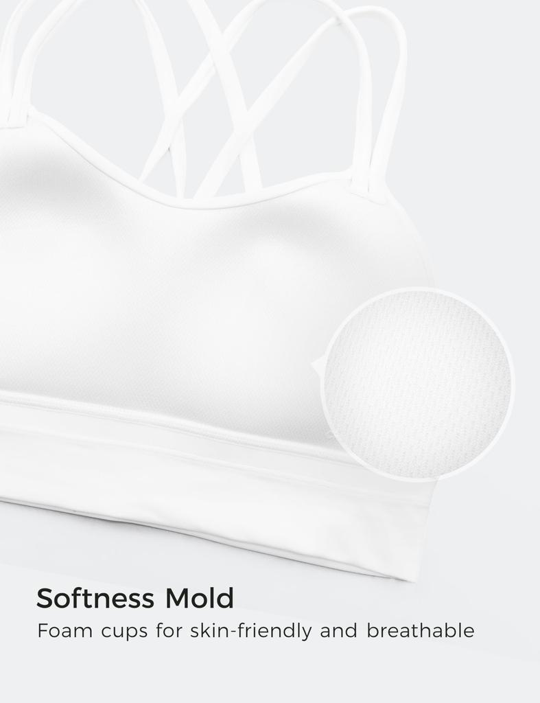 CRZ YOGA Sports Cross Double Spaghetti Molded Yoga Yoga Bra Size 1XL Bra, Non-Wired, Back, Straps, Cups, Bra, Top, Butterluxe, White,