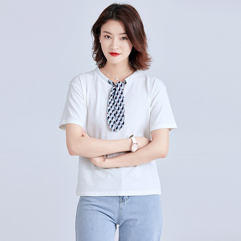 

Корейский стиль, полосатая футболка с короткими рукавами и круглым вырезом, весенняя женская мода, свободный топ большого размера M