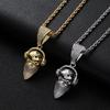 Hip Hop Pendant Necklace With Masked DJ Head Charm Tone Micro-Set Copper Chain 60cm Stainless Steel Twisted Link