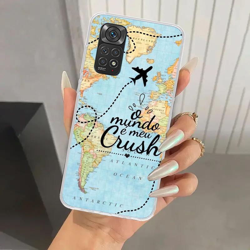World Map Travel Plans Phone Case for Xiaomi Redmi Note 14 13 12S 12 11S 11 Pro Plus 11T 11E 10S 9 9S Soft Funda Print Shell Not