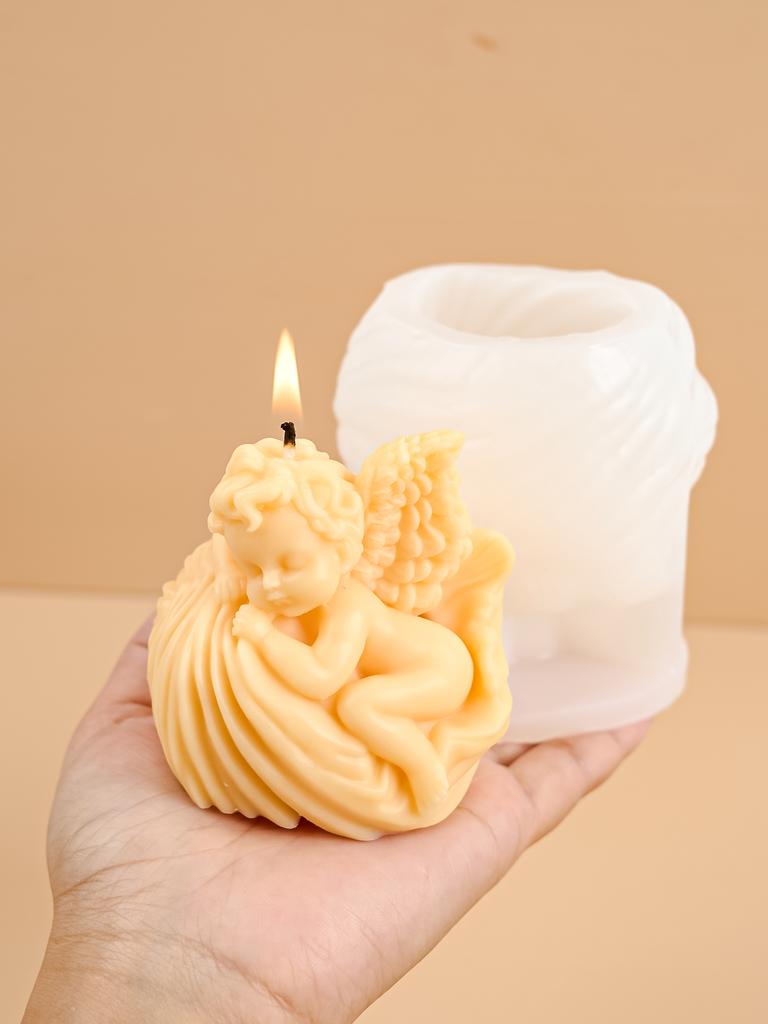 3D Rose Angel Scented Candle Silicone Mold DIY Flower Wings Boy Angel Handmade Soap Molds Gypsum Resin Ornament Home Decor Gift