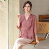 Stylish Embroidered Summer Top for Middle-Aged and Elderly Women - Seven-Sleeve Design (HGC88515)