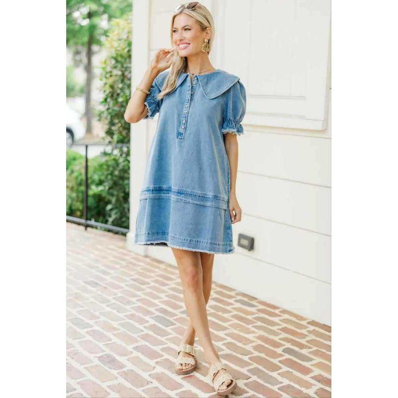European and American New Fashion Casual Loose Short Sleeve Demin Dress Cowboy Short Sleeve Dress
