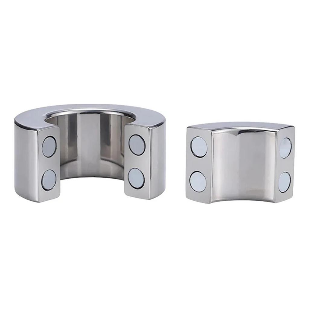 Penis Ring Magnetic Lock Metal Scrotum Pendant Ball Stretcher Testis Weight Cock Ring Penis Restraint Stainless Sex Toys for Men