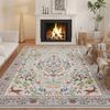 Vikama Machine Washable Area Rug Floral Office Non Slip Small Carpet For Bedroom Bedside Kitchen Entryway Kids Room Office Decor
