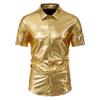 2024 European & American Men's Shiny Disco Short Sleeve Shirt - Youth Hot Stamping, European Size