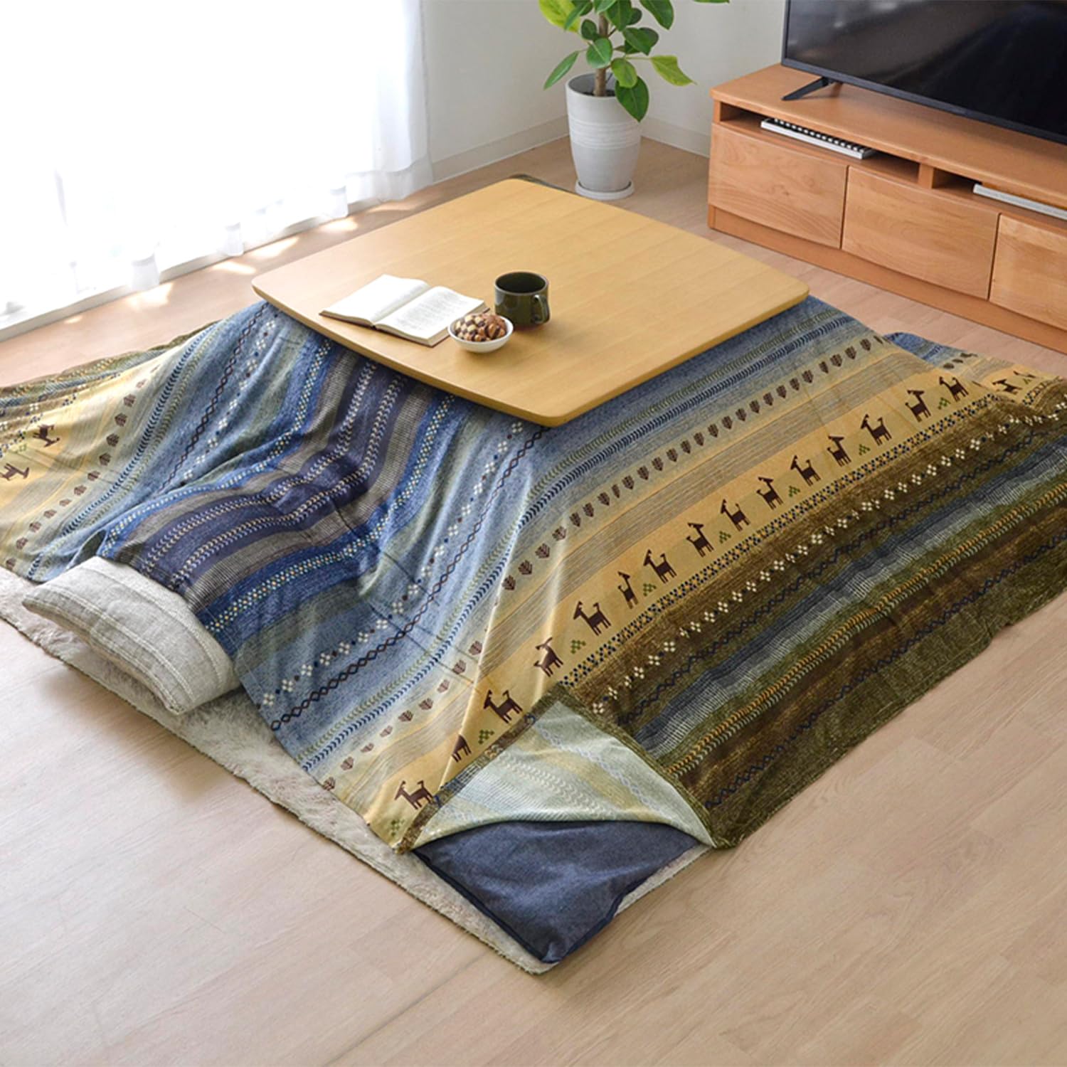 

IKEHIKO Kotatsu Comforter, Rectangular, Radi, Approx. 210 x 250 cm, Green, Washable #5185189