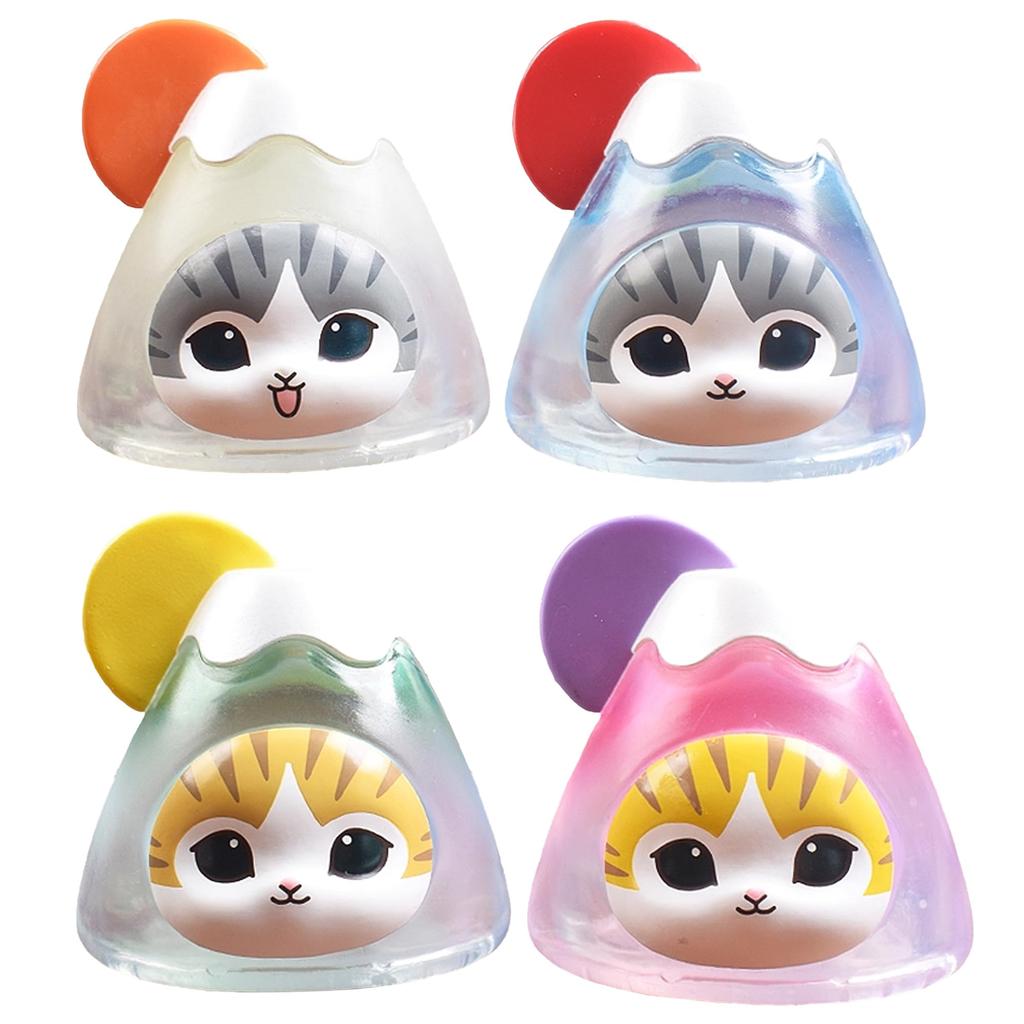 AAGWW Gachapon Set of 4 Cute Cat Figurines, Mini Charms, and Mt. Fuji Series Decorations. Perfect as a Gift for Kids and Cat Lovers.