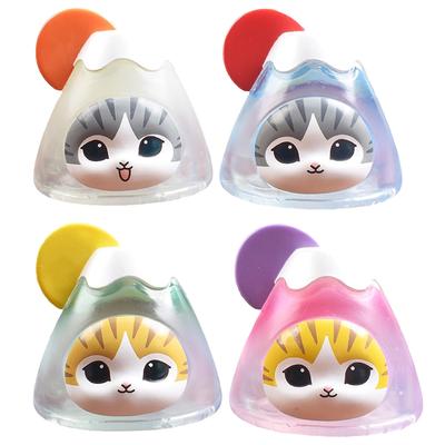 AAGWW Gachapon Set of 4 Cute Cat Figurines, Mini Charms, and Mt. Fuji Series Decorations. Perfect As a Gift for Kids and Cat Lovers.