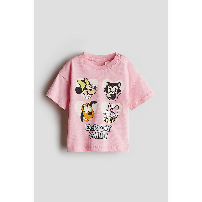 

[Disney Series] HM Children s Clothing Baby Girl s T-shirt Autumn Crew Neck Minnie Printed Short-Sleeved Top 1263204 Pink/Minnie Mouse 005 66/48