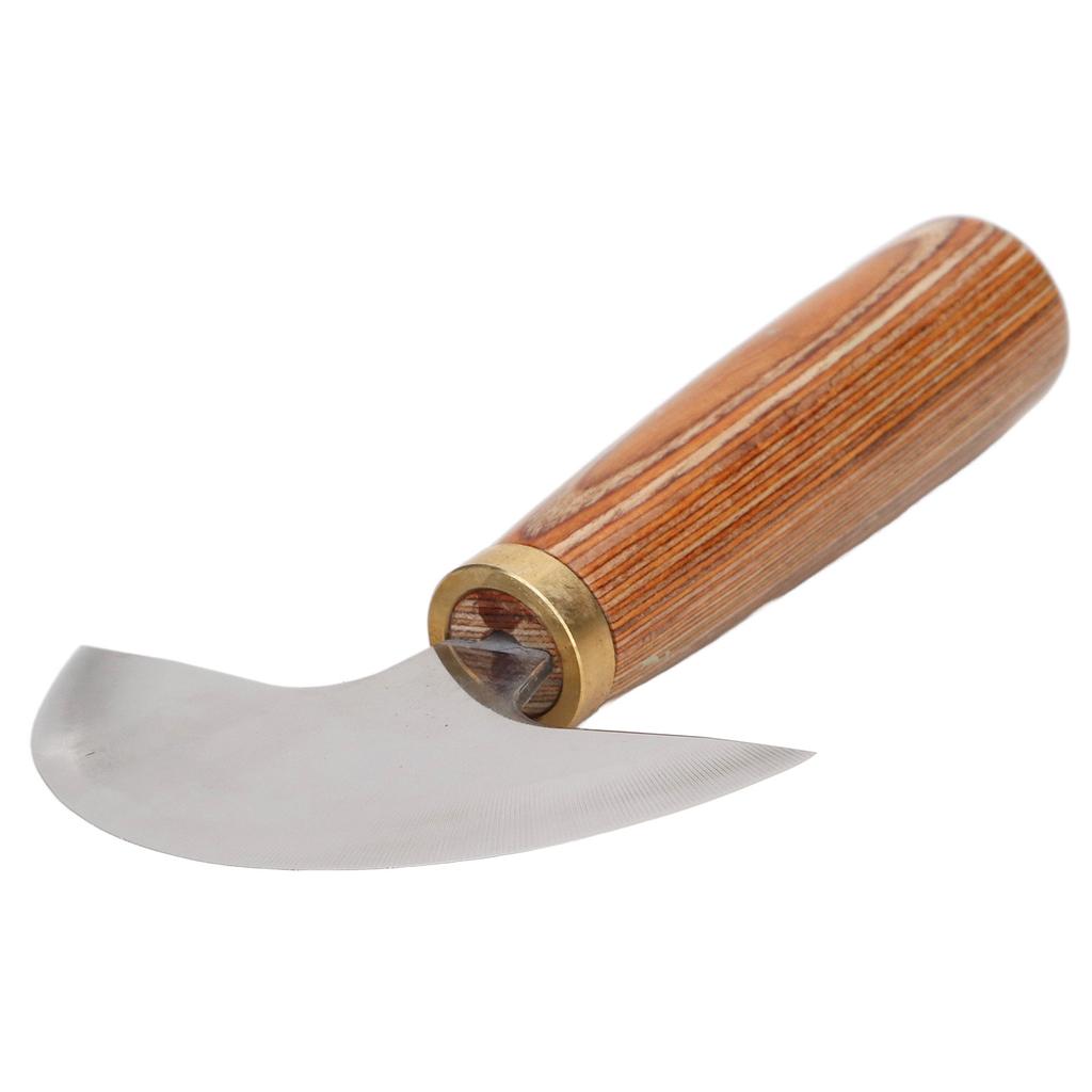 Leather Cutting Knife Fine Polishing Easy Control Semi Circular Leather Edging Knife Leather Cutter with Wood Handle
