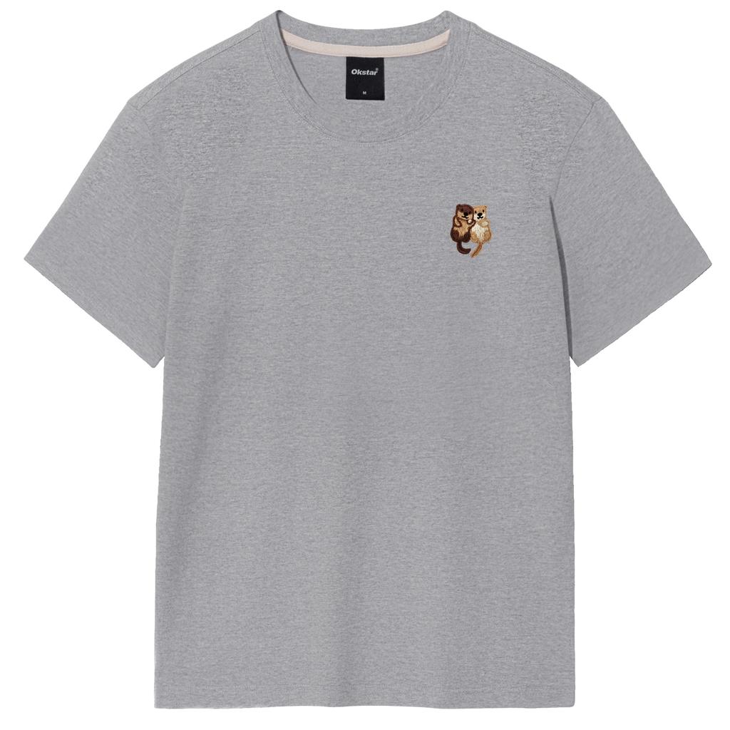 OKSTAR Sea Otter Embroidered Short Sleeve T-Shirt (Type B)