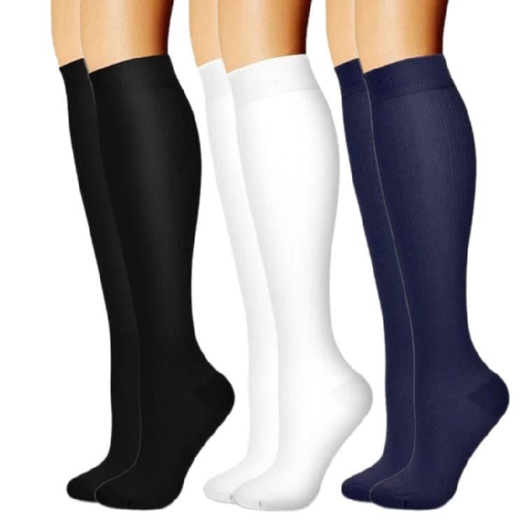3 Pairs Comfortable and Wear Resistant Compressed Long Socks Leg Health Stockings for Gym Workouts and Extended Travel