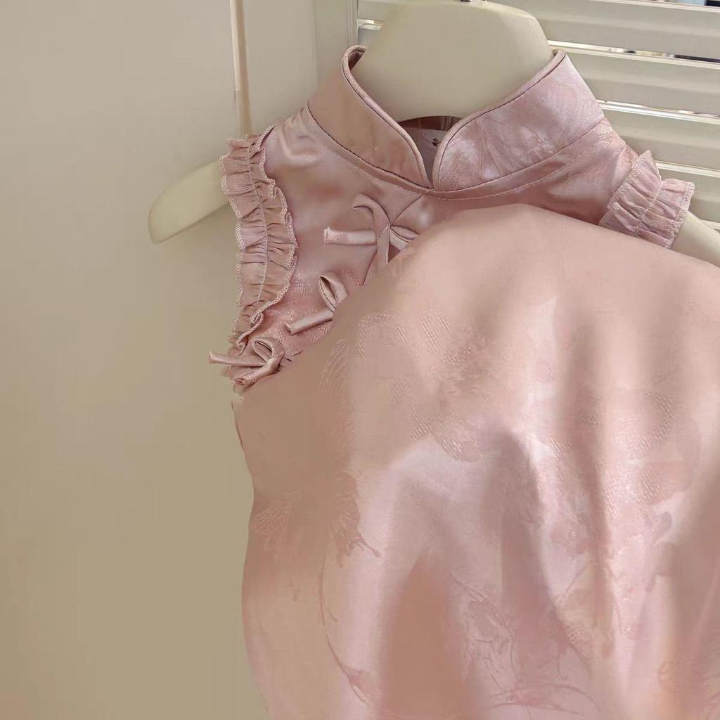 One-Year-Old Girl's Hanfu Cheongsam Summer Dress - Fashionable Chinese-Style Birthday Outfit
