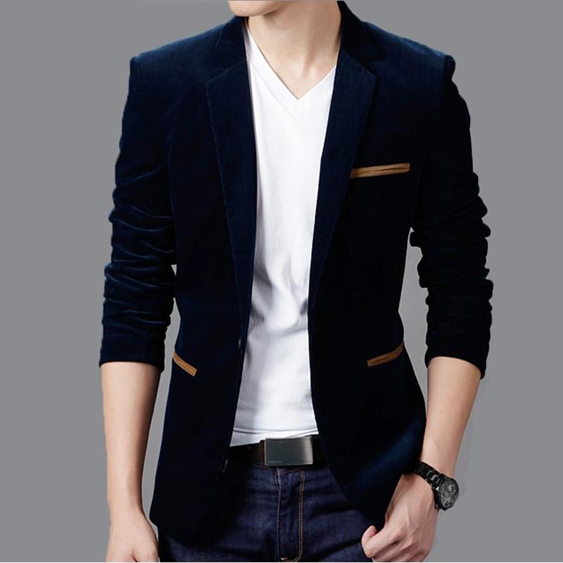 

Spring And Autumn Men S Business Casual Small Suit Work Clothing Slim Corduroy Suit Men S Jacket M тёмно-синий