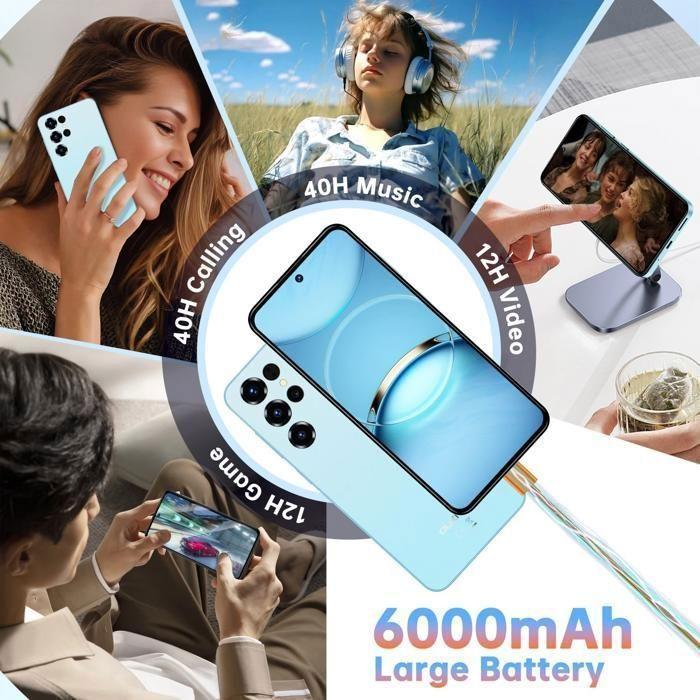 OUKITEL C68 Telephone Portable 24Go+512Go Écran 7.2" 120Hz 6000mAh Smartphone Android 15 64MP+8MP Double SIM 4G/Face ID/NFC Jaune
