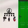 Islamic Art Metal Wall Hooks with 5 Key Holders, Cultural Decor for Study and Meditation Room, Wrought Iron Key Rack