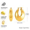 Stainless Steel C-shaped Chunky Hoop Earrings for Women Girls 18k Gold Plated Exquisite Popular Earring Daily Jewelry Gifts