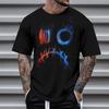 Summer Round Neck 3D Neon Graffiti Skull Graphic Print Top Fashionable Casual Short Sleeved Men's T-shirts