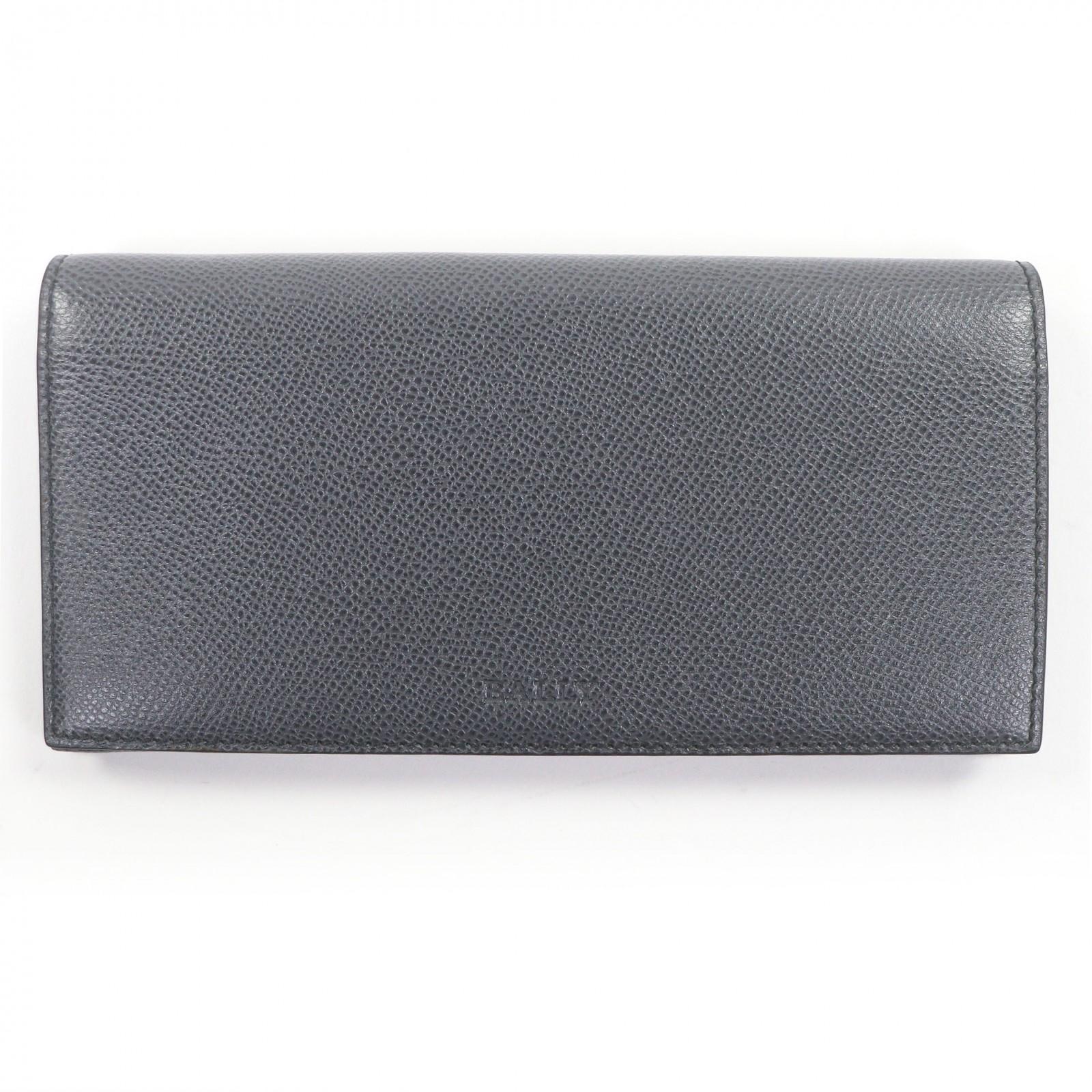 Pristine BALLY Bifold Wallet Logo embossing gray leather mens Used