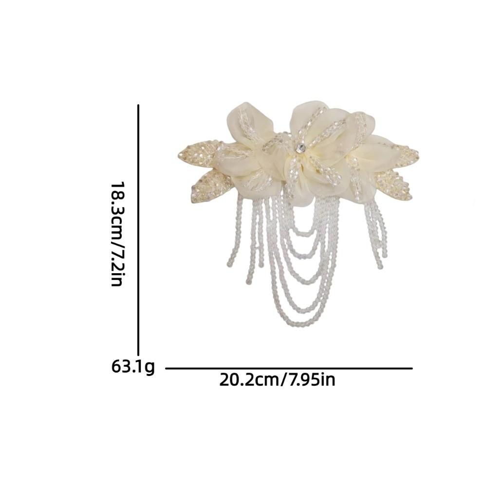 1Pc New Beaded Decoration Flower Patch Detachable Crystal Chiffon DIY Sewing Decals Tassel Shoulder Tassel Epaulet