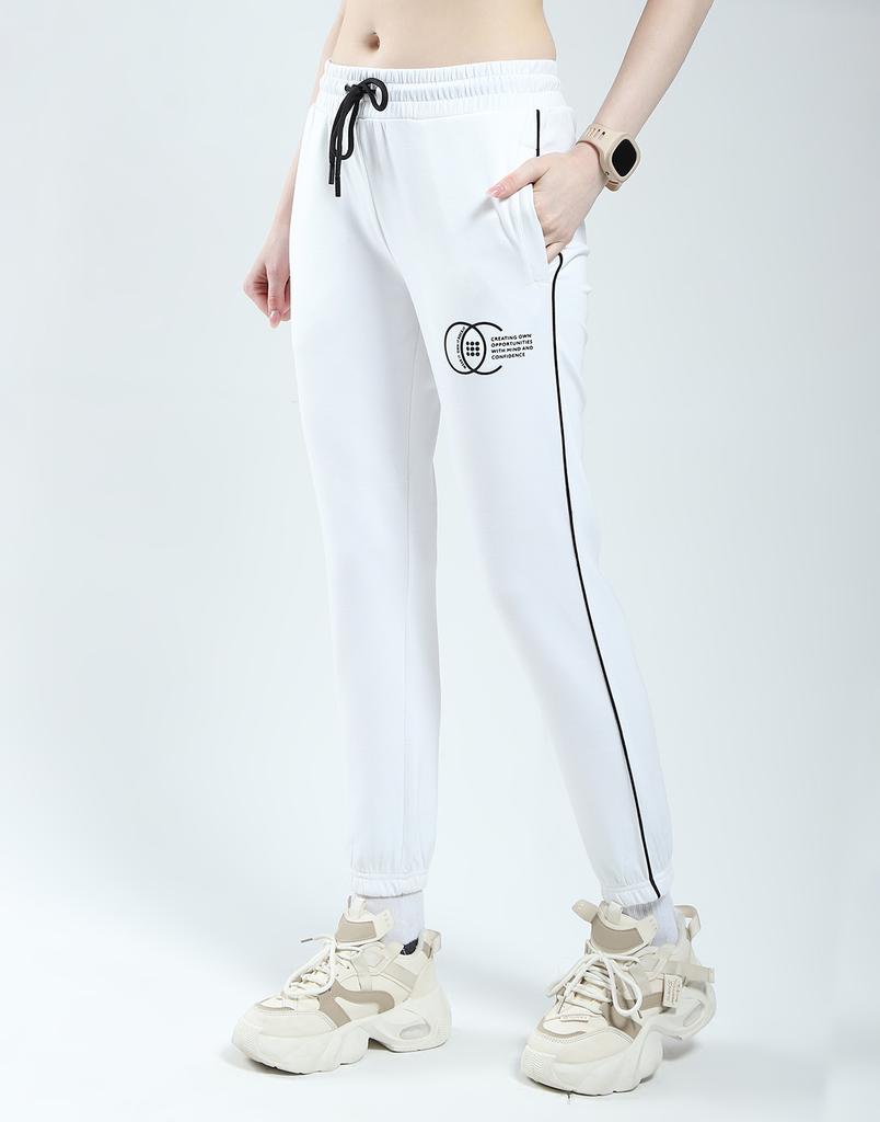 ROCK.IT From House of Monte Carlo Women's Solid Regular Fit Lower Track Pants White