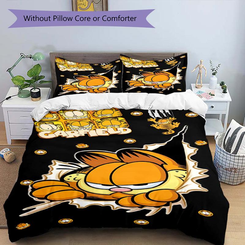 Set copripiumino 3 pezzi (1*Copripiumino + 2*Federe, Senza Nucleo), Set Biancheria da Letto con Stampa Garfield, Decorazione Camera da Letto, Stagione Unica, Regalo di Compleanno