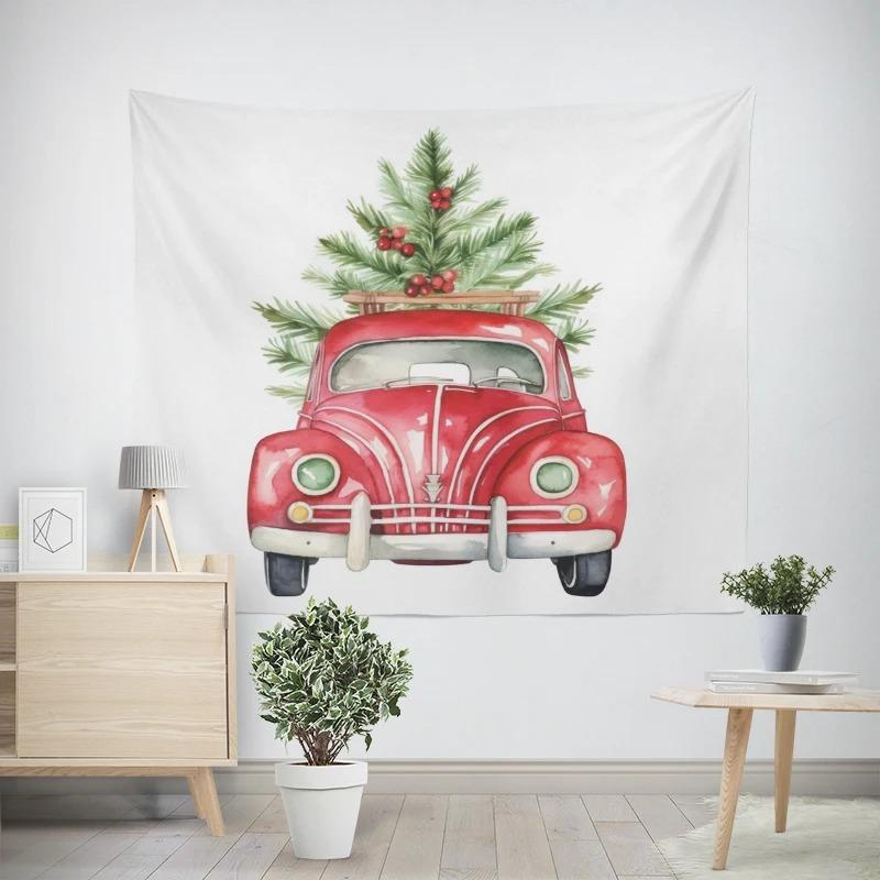 Christmas New Year White Bearded Santa Claus Pattern Living Room Bedroom Decorative Tapestry