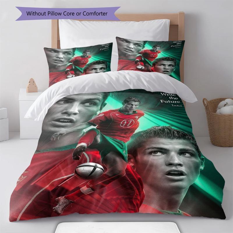 Soccer Star Player Poster Art Print 3‑Pieces Duvet Cover Set Sport Fan Bedding Bedroom Home Decor Without Pillow Core Comforter