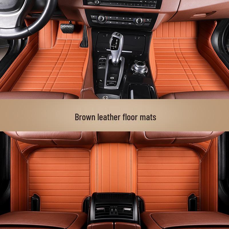 Genuine Leather Full Surround Car Floor Mats for 22 Volkswagen Models: Magotan, Tiguan L, Teramont X, and Passat
