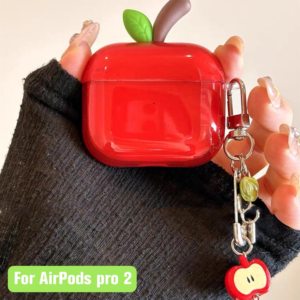

Кейс для наушников в форме красного яблока на ветке дерева для Airpods Pro 2/4, противоударный, из мягкого силикона, прозрачный чехол-накладка для Airpods 4