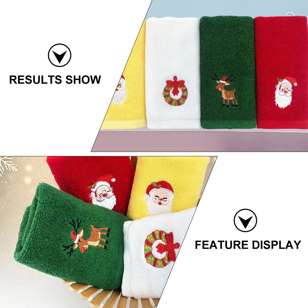 2pcs Christmas Cotton Set Soft Face For Holiday Gift Xmas Towel Embroidery Decor Creative Gift Idea Xmas Elements Cotton Towel