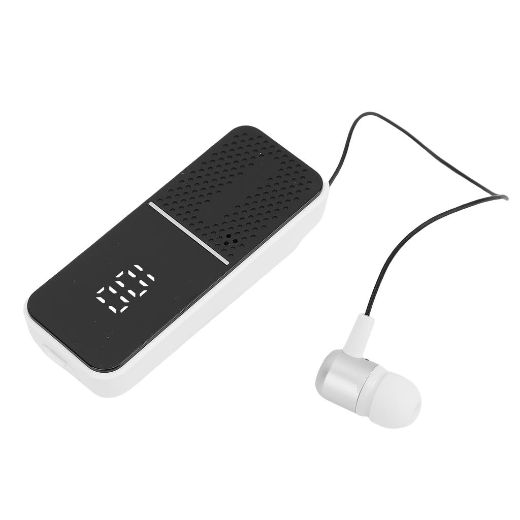 Wireless Bluetooth Lavalier Headset Call Vibration Digital Display Wireless Bluetooth Earbuds White