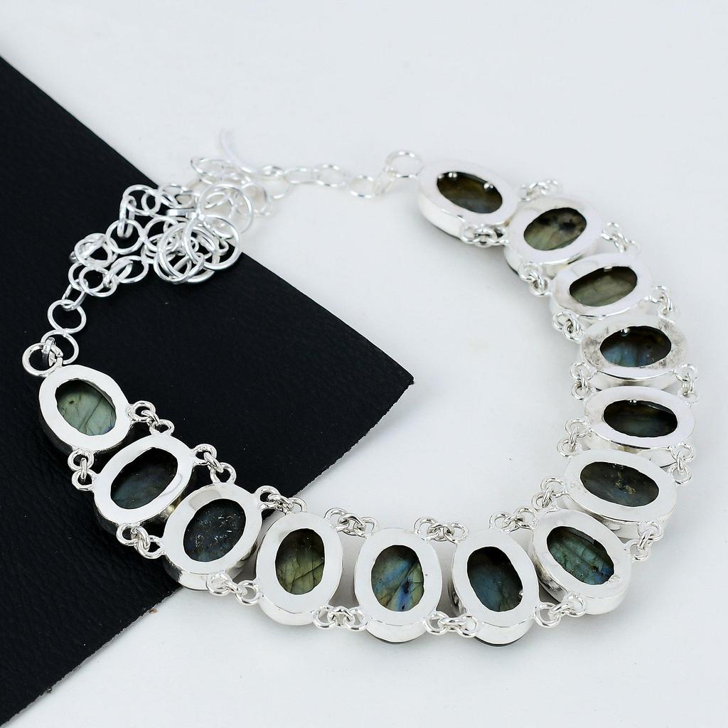 Natürlicher Labradorit Edelstein Handgemachte 925 Sterling Silber Elektroform Halskette, Labradorit Silber Für Frau Unisex Anhänger Watte Geschenke