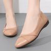 Springtime Women's Soft-soled Shoes, Genuine Leather Comfortable Flat Shoes with Shallow Openings for Middle-aged and Elderly Women