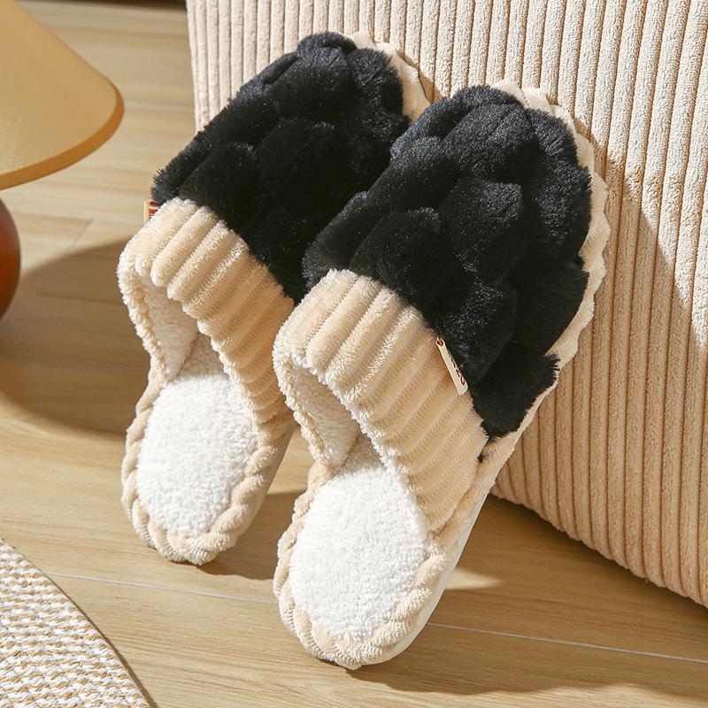 

Хлопковые тапочки женские осенне-зимние плюшевые пара теплые мягкие пушистые домашние тапочки мужские зимние 44-45 чёрный