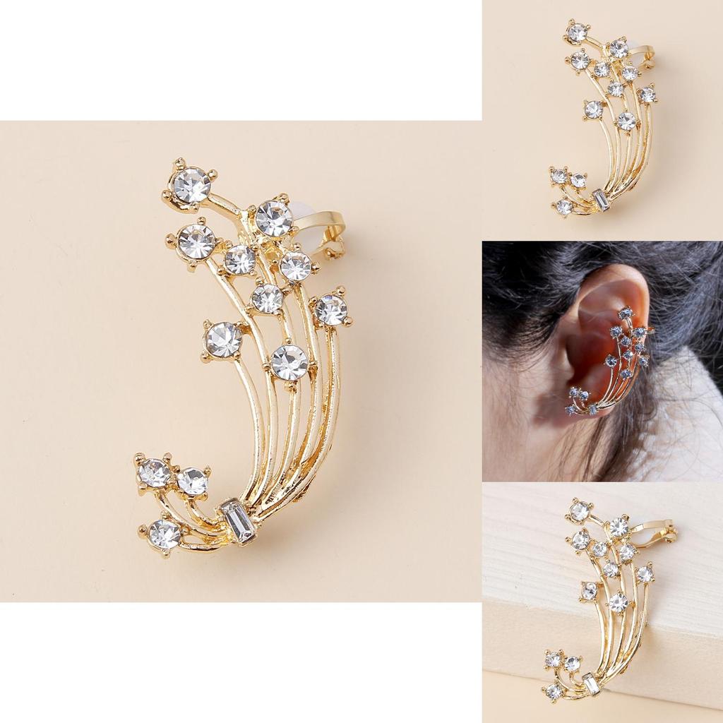 Modern Rhinestone Floral Fashion Earrings Gold Alloy With Embedded Stones For Giftgiving