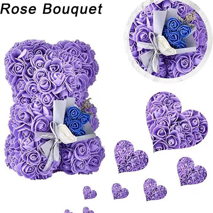 Valentines Day Gift 25cm Artificial Rose Bear With Box For Girl Friend Women Mother's Day Gift Brithday Present Wedding Party