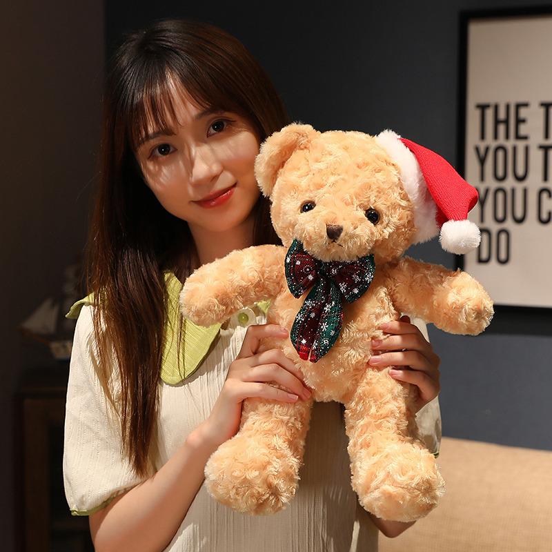 Cute Christmas Bear Teddy Bear Doll Plush Toy Hug Bear Doll Children's Ragdoll Christmas Gift