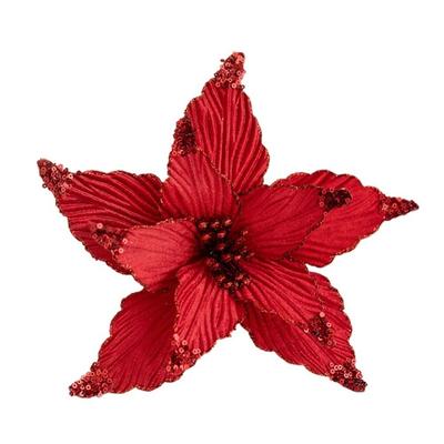 P High-grade Glitter Christmas Flowers Handmade Easy To Use Artificial Flower Oranment DIY Xmas Decorative Flowers Wedding