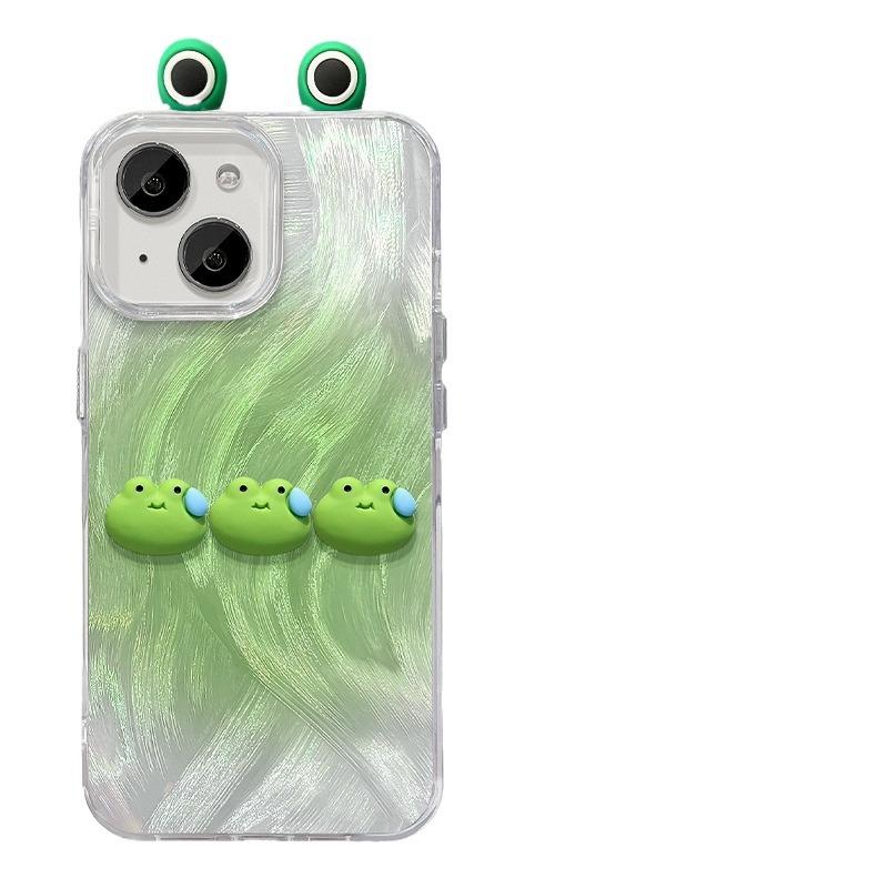 Applicable To Apple 15 Feather Yarn Mobile Phone Case Iphone14promax Sweat Frog Doll Pendant 13 Invisible Bracket