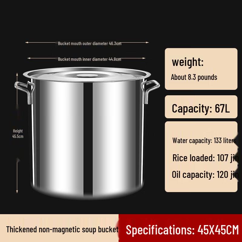 JPHZNB Thickened Stainless Steel Round Pot with Lid