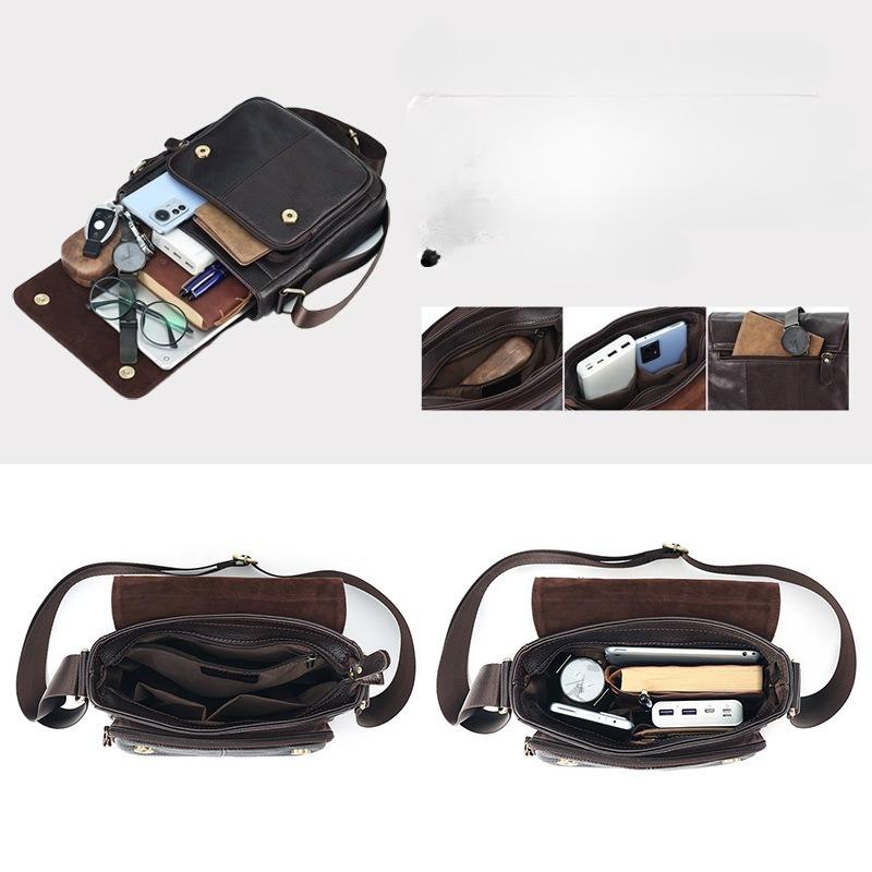 Cross-border first-layer cowhide retro bag cover shoulder bag commuter leather bag men's bag genuine leather high-end men's messenger bag