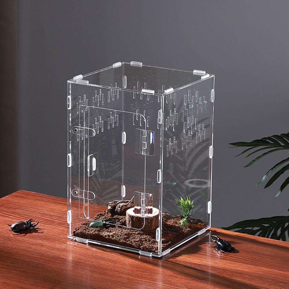 2-türiger Reptilien-Futterkäfig Acryl Kleintier-Terrarium Sprungspinnen-Gehege für Frosch Echse