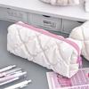 Large Capacity Milk White Butterfly Bow Pencil Case Cute Layered Storage Pencil Bags Portable Students Stationery Storage Bag