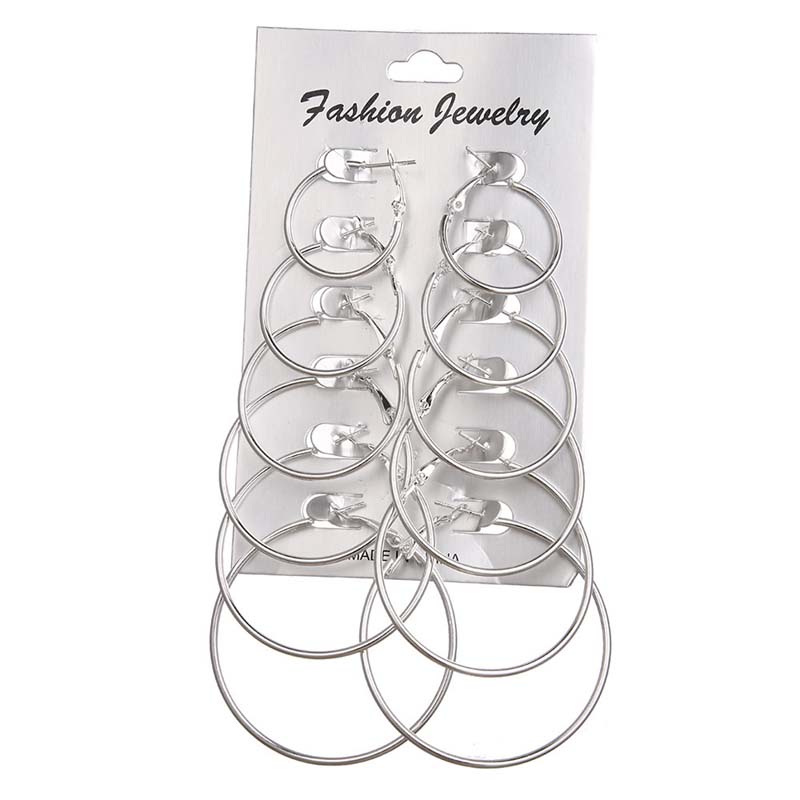 12 Pair Women Large Circle Hoop Earrings Gold Color for Women Round Huggie Creole Earrings Set Vintage Hoops Ear Rings
