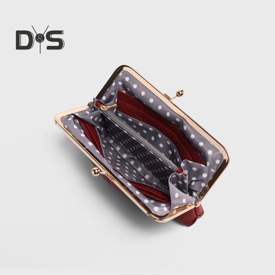 Portofel Plic pentru Dame Vintage cu Închidere Tip Sărutare, Plic din Piele Naturală, Portofel de Călătorie cu Sloturi Multiple pentru Carduri, Suport pentru Carduri pentru Întâlnire, Petrecere, Cumpărături