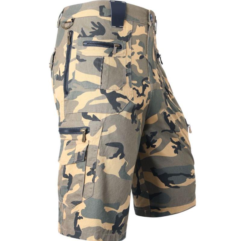Pantalones cortos elegantes de cintura media para verano, pantalones cortos cargo con bolsillos y cremallera que absorben el sudor.
