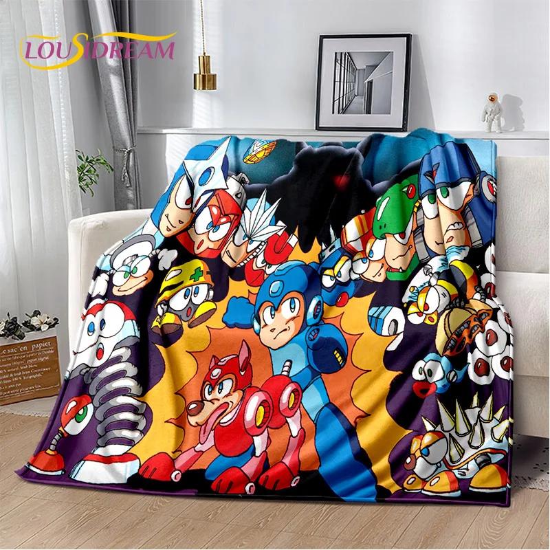 Retro Cartoon Rockman Mega Man Spel Zachte Dekens, Houd Warm Plaid Comfortabele Deken voor Picknick Bedden Bank Huis Slaapkamer